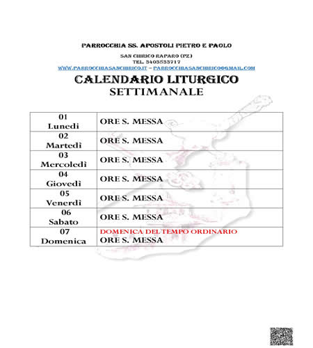 calendario settimanale